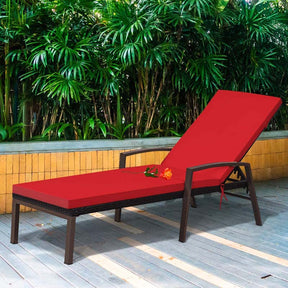 Set of 2 Patio Rattan Chaise Lounge Chairs, Outdoor Reclining Pool Sun Loungers with 5-Position Adjustable Backrest, Cushions & Armrests