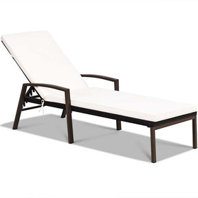 Set of 2 Patio Rattan Chaise Lounge Chairs, Outdoor Reclining Pool Sun Loungers with 5-Position Adjustable Backrest, Cushions & Armrests