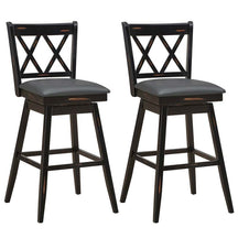 29" Swivel Bar Stools Set of 2 with Back & Rubber Wood Legs, Upholstered Bar Height Dining Chairs for Kitchen Island, Pub, Restaurant