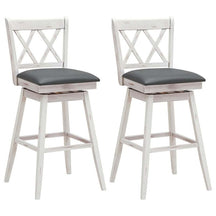 29" Swivel Bar Stools Set of 2 with Back & Rubber Wood Legs, Upholstered Bar Height Dining Chairs for Kitchen Island, Pub, Restaurant