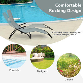 2PCS Patio Folding Lounge Chairs, Stackable Zero Gravity Sun Loungers with Quick Drying Fabric Seat for Poolside, Deck, Beach