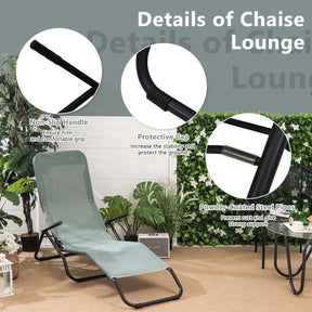 2PCS Patio Folding Lounge Chairs, Stackable Zero Gravity Sun Loungers with Quick Drying Fabric Seat for Poolside, Deck, Beach