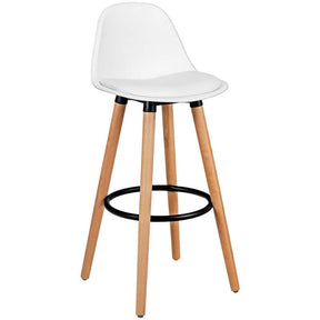 28.5" Bar Stools Set of 2 with Curved Back & PU Leather Seat, Mid Century Modern Armless Bar Height Side Chairs for Kitchen Island, Home Cafe