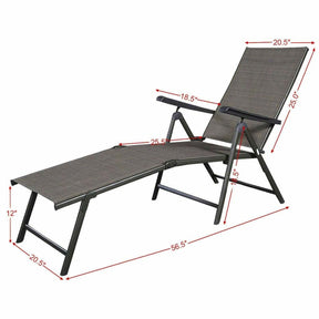Set of 2 Outdoor Folding Fabric Chaise Lounges, Weatherproof Pool Sun Lounger with 5-Position Adjustable Backrest for Patio Garden Beach Lawn