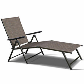 Set of 2 Outdoor Folding Fabric Chaise Lounges, Weatherproof Pool Sun Lounger with 5-Position Adjustable Backrest for Patio Garden Beach Lawn