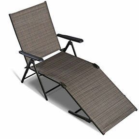 Set of 2 Outdoor Folding Fabric Chaise Lounges, Weatherproof Pool Sun Lounger with 5-Position Adjustable Backrest for Patio Garden Beach Lawn