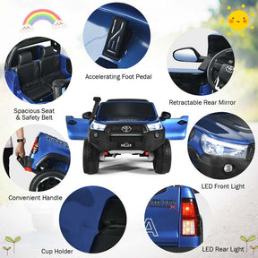 Licensed Toyota Hilux 2-Seater Kids Ride on Car 4WD 2x12V Battery Powered Riding Toy Truck with Remote