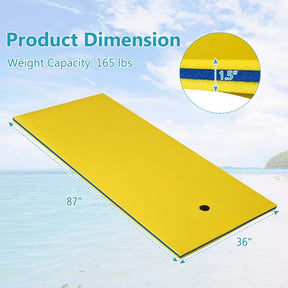 87" x 36" Floating Water Mat Pad, 3-Layer XPE Foam Water Pad/Pool Mat/Lounger Floating Island for River Lake Ocean