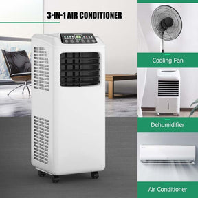 8000 BTU 3-in-1 Portable Air Conditioner Air Cooler Fan Dehumidifier with Sleep Mode, Remote Control & LED Display