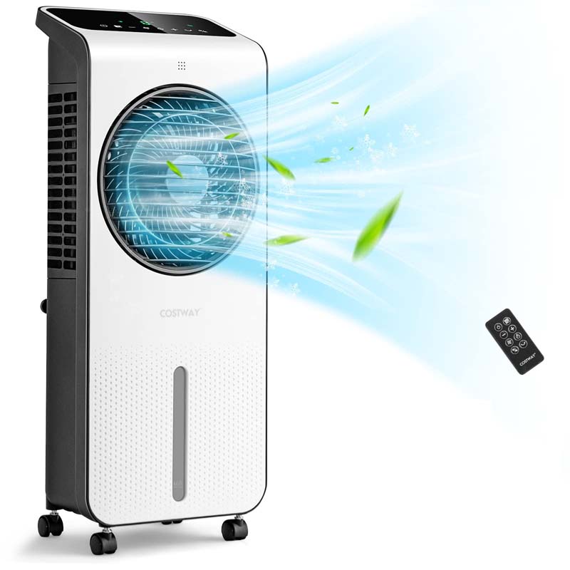 3-in-1 Portable Evaporative Air Cooler Fan & Humidifier with 360° Rotating Fan Blade, 24 Speeds, 12H Timer, Remote & 2 Ice Boxes for 200 sq.ft