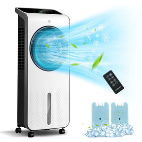 3-in-1 Portable Evaporative Air Cooler Fan & Humidifier with 360° Rotating Fan Blade, 24 Speeds, 12H Timer, Remote & 2 Ice Boxes for 200 sq.ft