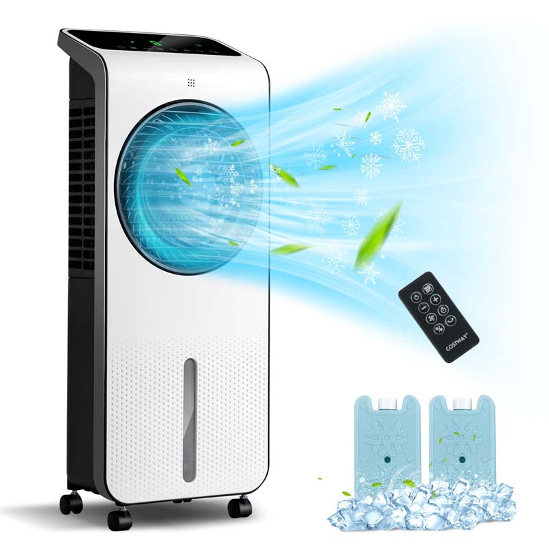 3-in-1 Portable Evaporative Air Cooler Fan & Humidifier with 360° Rotating Fan Blade, 24 Speeds, 12H Timer, Remote & 2 Ice Boxes for 200 sq.ft