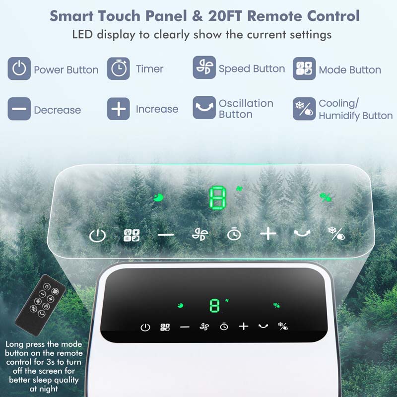 3-in-1 Portable Evaporative Air Cooler Fan & Humidifier with 360° Rotating Fan Blade, 24 Speeds, 12H Timer, Remote & 2 Ice Boxes for 200 sq.ft