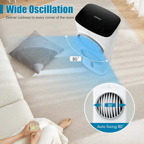 3-in-1 Evaporative Air Cooler Fan, Portable Quiet Swamp Cooler with 5 Speeds, 9H Timer, 2.4 Gal Water Tank