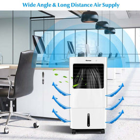 3-in-1 Portable Evaporative Air Cooler Fan & Humidifier with Remote Control, 20L Water Tank, 4 Speeds & 7.5H Timer for Home Office