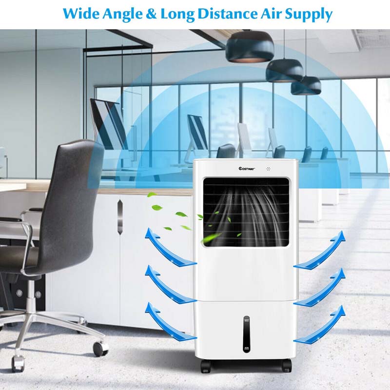 3-in-1 Portable Evaporative Air Cooler Fan & Humidifier with Remote Control, 20L Water Tank, 4 Speeds & 7.5H Timer for Home Office