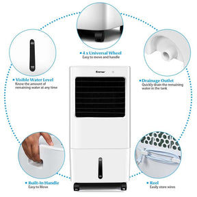 3-in-1 Portable Evaporative Air Cooler Fan & Humidifier with Remote Control, 20L Water Tank, 4 Speeds & 7.5H Timer for Home Office
