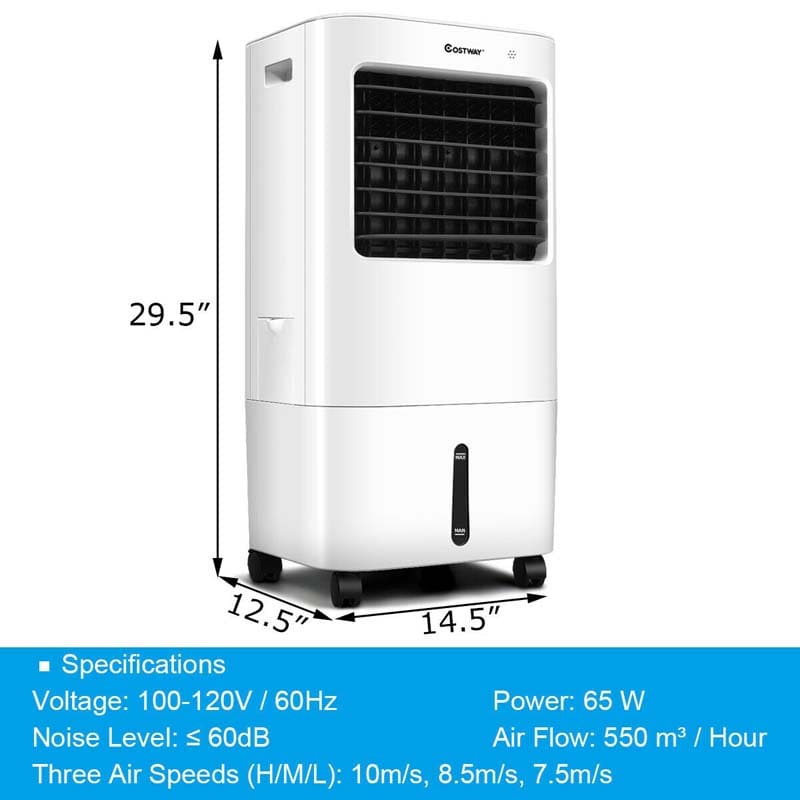 3-in-1 Portable Evaporative Air Cooler Fan & Humidifier with Remote Control, 20L Water Tank, 4 Speeds & 7.5H Timer for Home Office