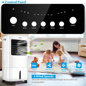 3-in-1 Portable Evaporative Air Cooler Fan & Humidifier with Remote Control, 20L Water Tank, 4 Speeds & 7.5H Timer for Home Office