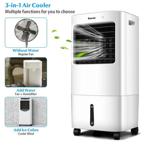 3-in-1 Portable Evaporative Air Cooler Fan & Humidifier with Remote Control, 20L Water Tank, 4 Speeds & 7.5H Timer for Home Office