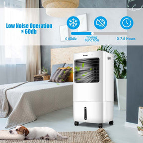 3-in-1 Portable Evaporative Air Cooler Fan & Humidifier with Remote Control, 20L Water Tank, 4 Speeds & 7.5H Timer for Home Office