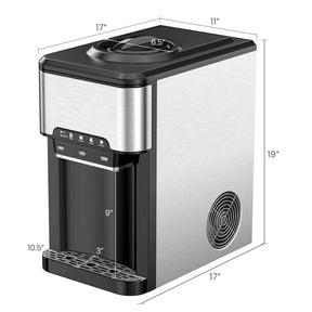 3-in-1 Countertop Water Dispenser with Ice Maker 48LBS/24H, 5 Gallon Bottle Top-Loading Hot/Cold Water Cooler Dispenser w/ Ice Machine for Home Office