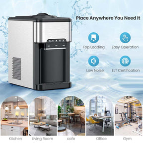 3-in-1 Countertop Water Dispenser with Ice Maker 48LBS/24H, 5 Gallon Bottle Top-Loading Hot/Cold Water Cooler Dispenser w/ Ice Machine for Home Office