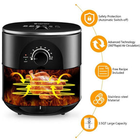 1300W 3.5QT Electric Stainless Steel Air Fryer