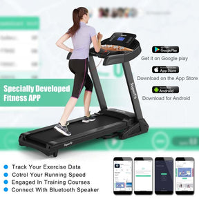 3.75 HP Folding Treadmill with 0-15% Auto Incline, App Control & 12 Preset Programs, Electric Running Jogging Machine for Home Gym Use