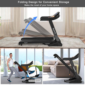 3.75 HP Folding Treadmill with 0-15% Auto Incline, App Control & 12 Preset Programs, Electric Running Jogging Machine for Home Gym Use