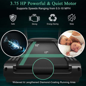 3.75 HP Folding Treadmill with 0-15% Auto Incline, App Control & 12 Preset Programs, Electric Running Jogging Machine for Home Gym Use