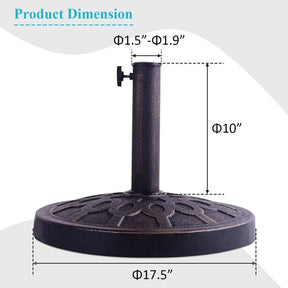 30lbs Heavy Duty Outdoor Market Umbrella Base, 18" Round Cast Iron Umbrella Stand for Patio, Garden, Poolside