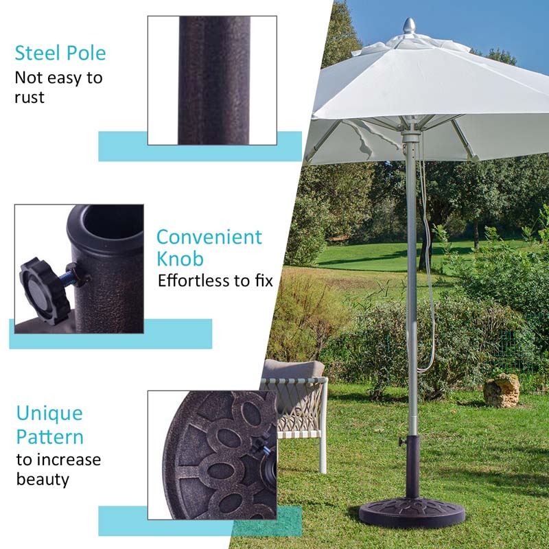 30lbs Heavy Duty Outdoor Market Umbrella Base, 18" Round Cast Iron Umbrella Stand for Patio, Garden, Poolside