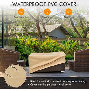2-Piece Propane Fire Pit Table Set with Hideaway Tank Holder, 40000 BTU Outdoor Rattan Gas Firepit, Lava Rocks & Waterproof Cover for Backyard