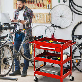 3 Tier Rolling Tool Cart Organizer, 330 lbs Industrial Service Cart Heavy Duty Utility Cart with Storage Drawer