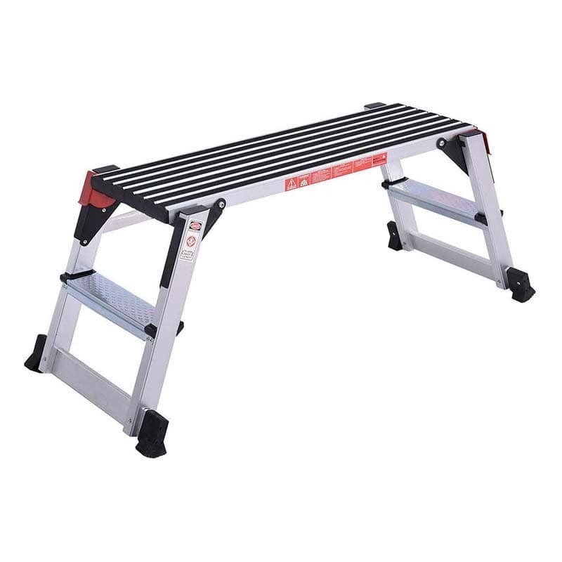 Aluminum Folding Work Platform Step Stool, 330 LBS Capacity Heavy-Duty Non-Slip Drywall Stool Ladder Bench for Home, Garage & Shop