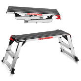 Aluminum Folding Work Platform Step Stool, 330 LBS Capacity Heavy-Duty Non-Slip Drywall Stool Ladder Bench for Home, Garage & Shop