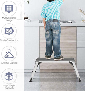 Aluminum Folding Work Platform Step Stool, 330 LBS Capacity Heavy-Duty Non-Slip Drywall Stool Ladder Bench for Home, Garage & Shop