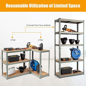 Gray 36" x 16'' x 72" 5-Tier Storage Shelving Unit, 2000 lbs Capacity Heavy Duty Metal Utility Shelves, Adjustable Storage Racks