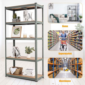 Gray 36" x 16'' x 72" 5-Tier Storage Shelving Unit, 2000 lbs Capacity Heavy Duty Metal Utility Shelves, Adjustable Storage Racks