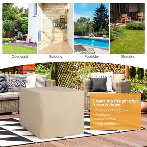 35" 50000 BTU Rattan Outdoor Propane Gas Fire Pit Table with Marble Tabletop, Lava Rocks & PVC Cover