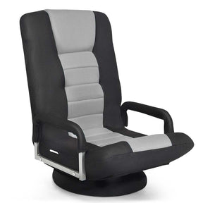 360° Swivel Floor Gaming Chair, 6-Position Adjustable Folding Floor Rocker Chair with Armrests & Padded Backrest for Games, Reading