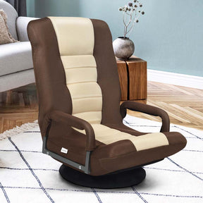 360° Swivel Floor Gaming Chair, 6-Position Adjustable Folding Floor Rocker Chair with Armrests & Padded Backrest for Games, Reading