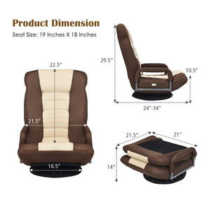 360° Swivel Floor Gaming Chair, 6-Position Adjustable Folding Floor Rocker Chair with Armrests & Padded Backrest for Games, Reading