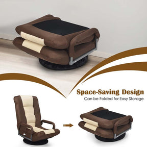 360° Swivel Floor Gaming Chair, 6-Position Adjustable Folding Floor Rocker Chair with Armrests & Padded Backrest for Games, Reading