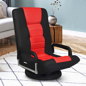 360° Swivel Floor Gaming Chair, 6-Position Adjustable Folding Floor Rocker Chair with Armrests & Padded Backrest for Games, Reading