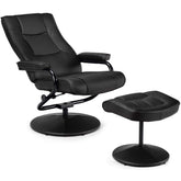 360° Swivel Recliner Chair with Ottoman, PU Leather Lounge Armchair Adjustable Reclining Chair with Footrest for Living Room Bedroom Office