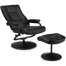 360° Swivel Recliner Chair with Ottoman, PU Leather Lounge Armchair Adjustable Reclining Chair with Footrest for Living Room Bedroom Office