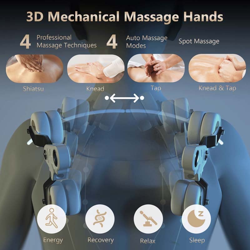 3D 55" SL-Track Shiatsu Full Body Zero Gravity Massage Chair with Back Heating Therapy