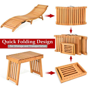 3 Pieces Outdoor Folding Wood Lounge Chair Set with Foldable Side Table & Cushioned Pads, Wooden Patio Sun Lounger for Pool Deck